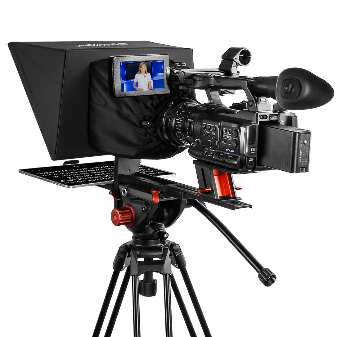 Portable DSLR Teleprompter with iPad and Smartphone Support