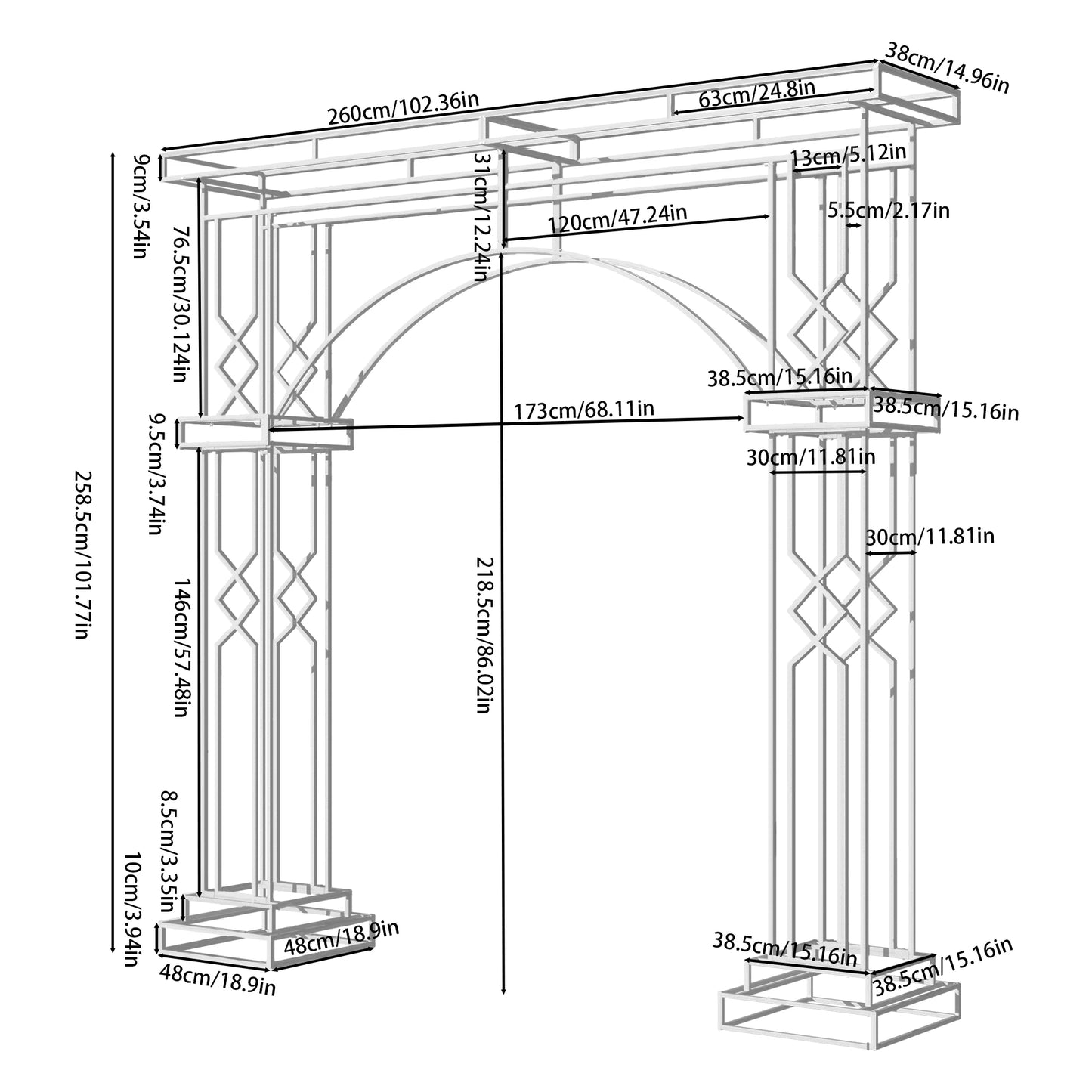 Large Garden Trellis Party Arch Frame for Events