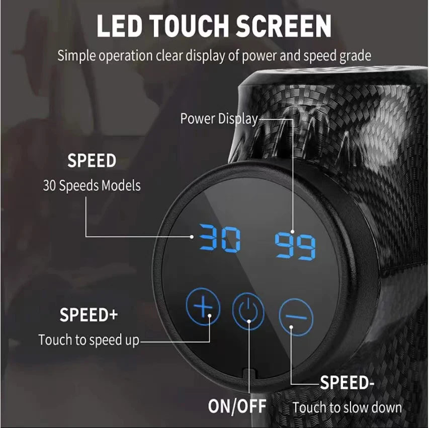 Silver Handheld Massage Gun with Multiple Speed Settings