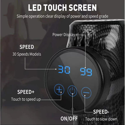 Silver Handheld Massage Gun with Multiple Speed Settings