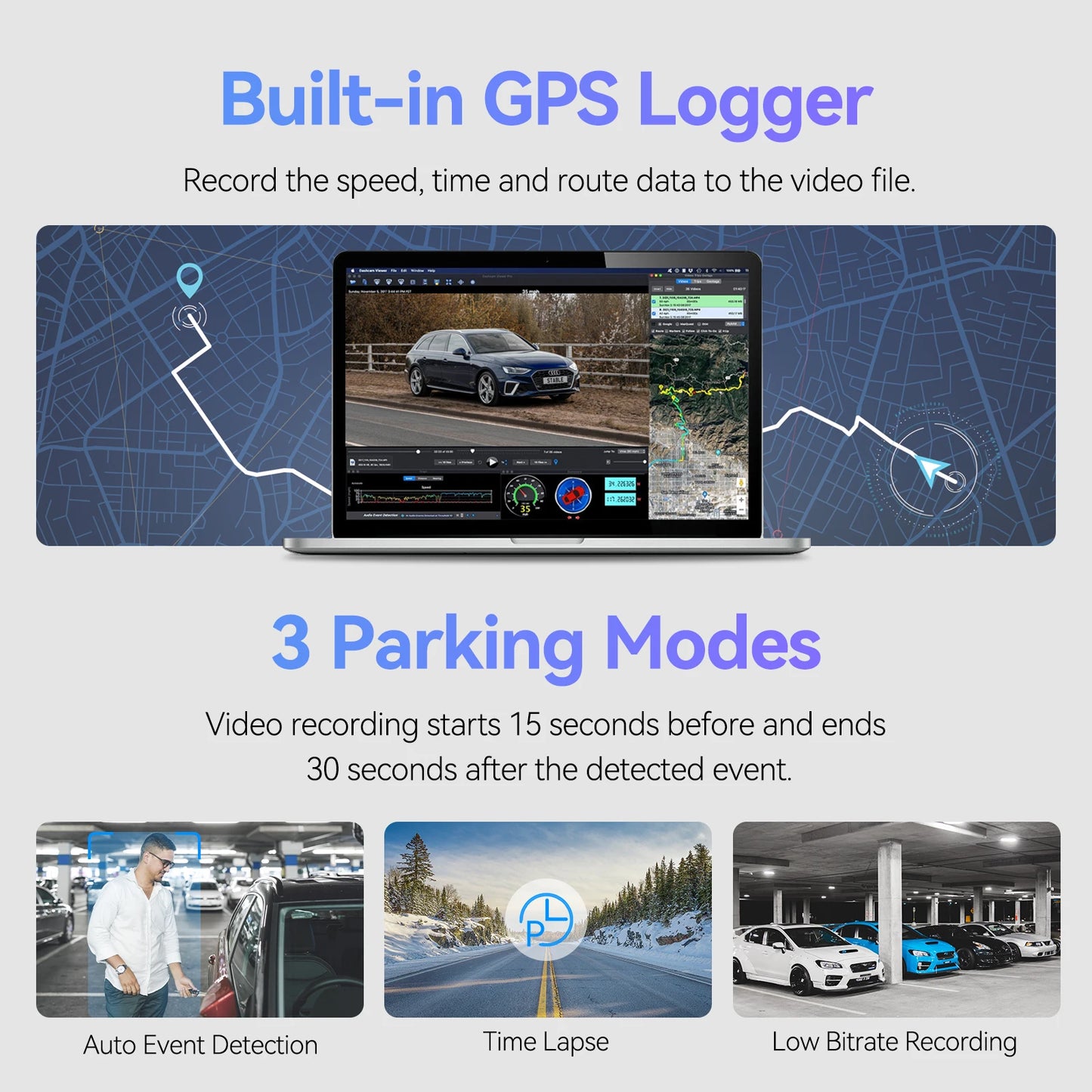 4K Ultra HD Dual Car Dash Camera with Parking Mode