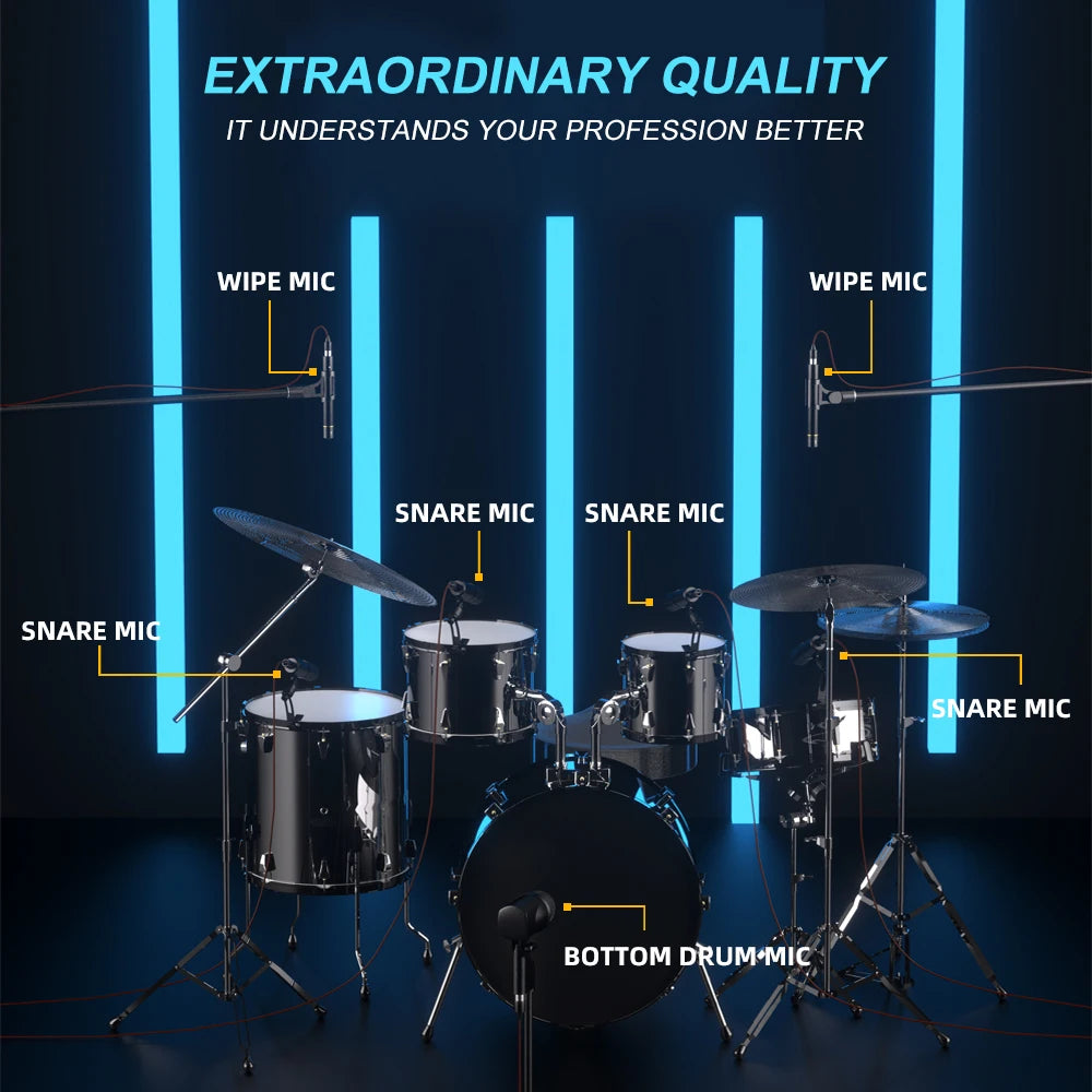 7-Piece Drum Microphone Kit with Carrying Case