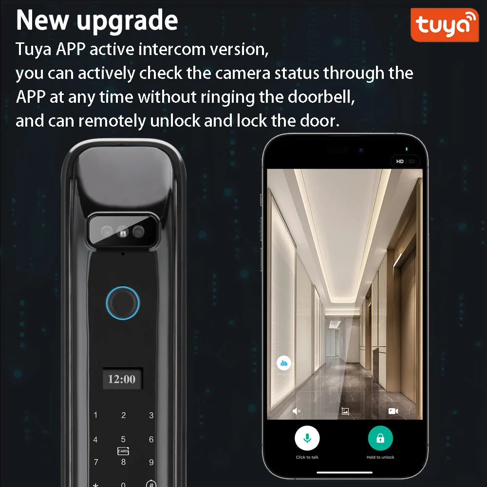Smart Digital Door Lock Fingerprint Face Recognition Camera