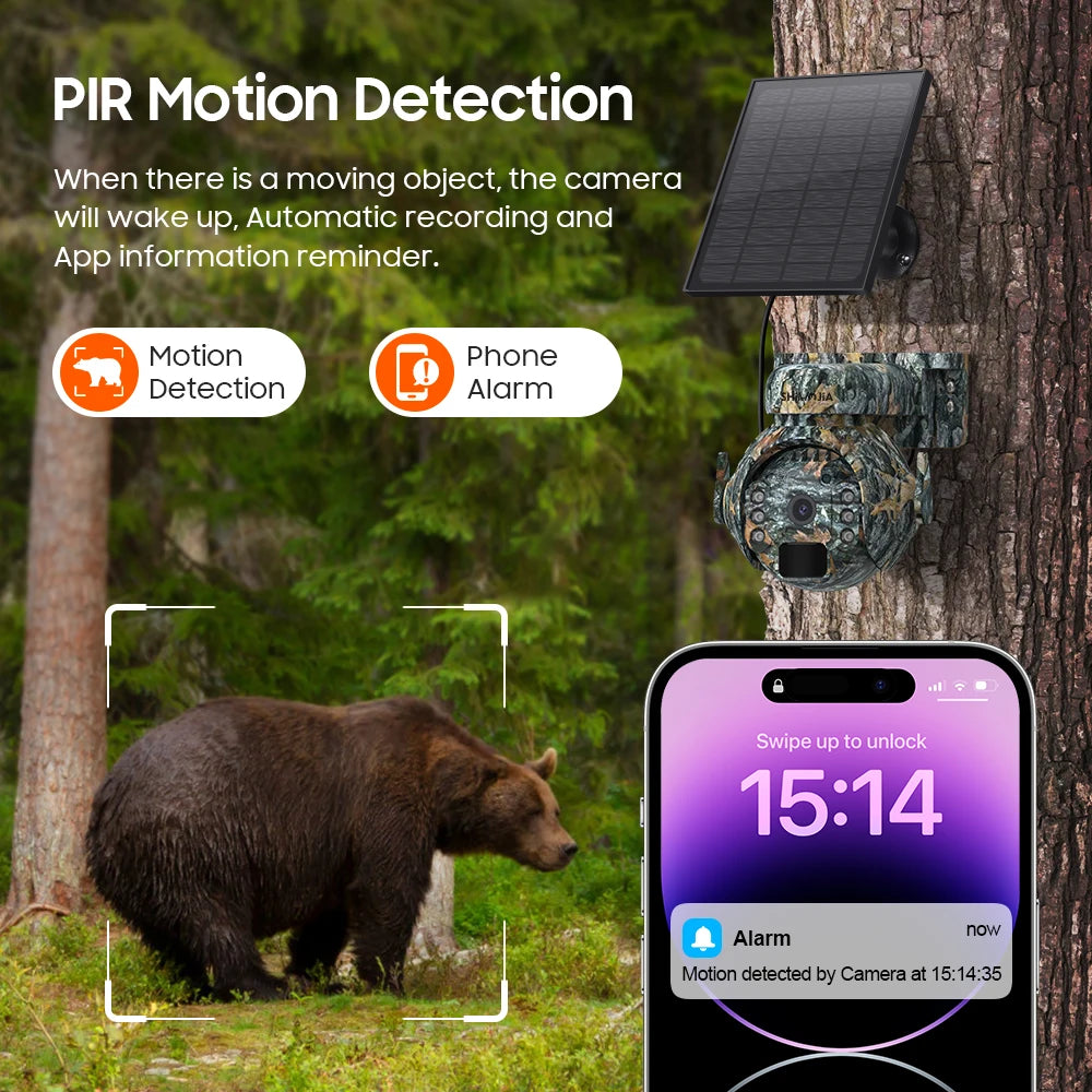 Wireless 5MP Solar Security Camera 4G AI PTZ 32GB