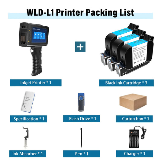 Rechargeable Inkjet Coding Printer 3 Black Inks