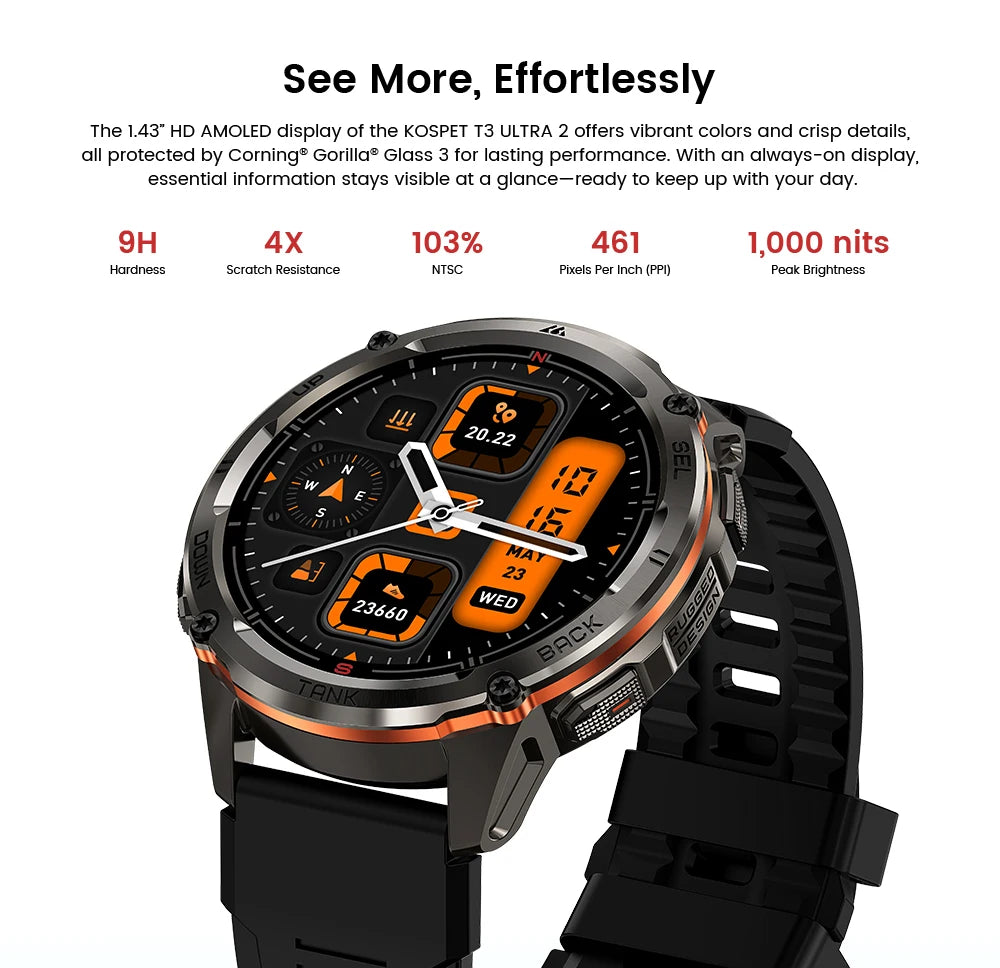 Durable Black GPS Smart Watch with GPS