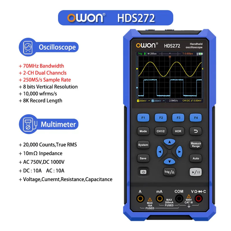 Heavy Duty Digital Oscilloscope 70MHz Dual Channel with Multimeter