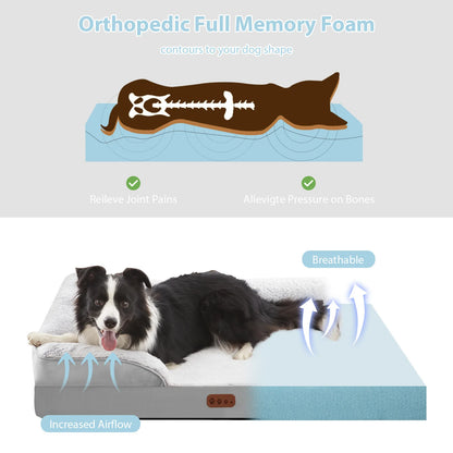 Orthopedic Memory Foam Dog Bed with Removable Armrest
