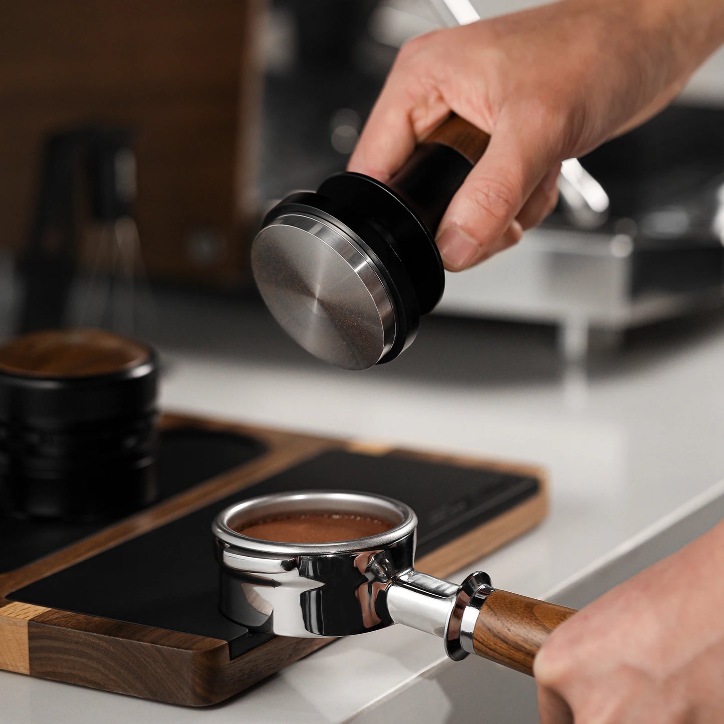 58.35mm Spring Loaded Coffee Tamper Flat Base