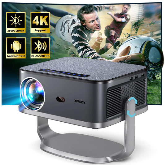 Portable Android 12 Projector with Stand and Auto Focus