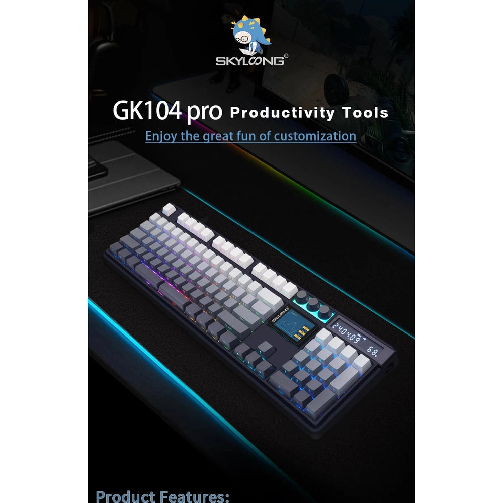 Wireless Mechanical Keyboard - Full-Size, 3-Mode, 2.0 Screen, 3 Knobs, Hot-Swappable Switches, PBT Keycaps (Rose Pink - No.3 Phil-Cherry)