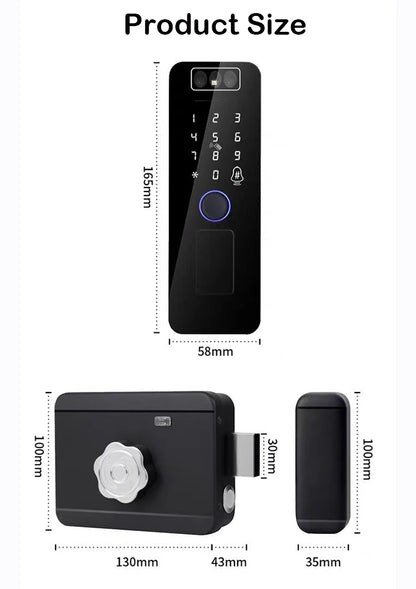 3D Face Smart Door Lock WiFi Waterproof 2 Battery RC