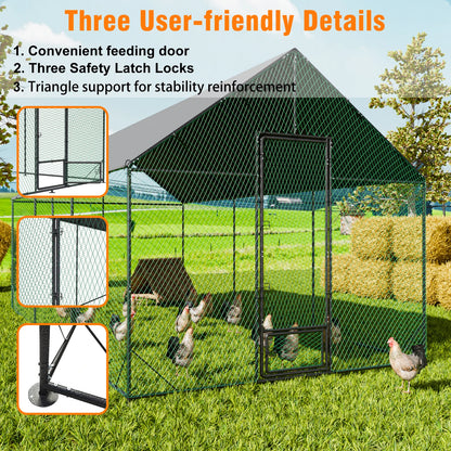 Large Outdoor Walk-In Chicken Coop with Roof Cover