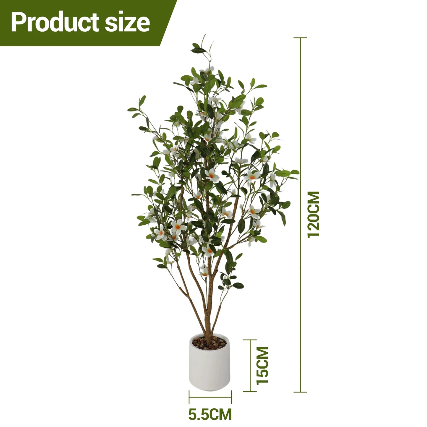 2-Pack 120cm White Faux Myrtle Trees for Home Decor