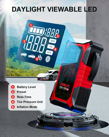 Portable 12V 4000A Car Battery Jump Starter