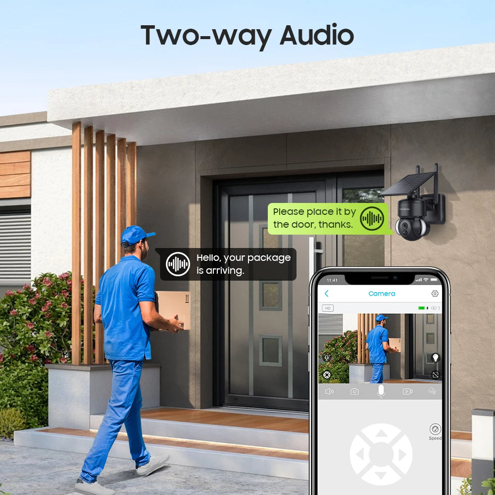 Outdoor Solar WiFi Camera with 64GB Storage and Night Vision