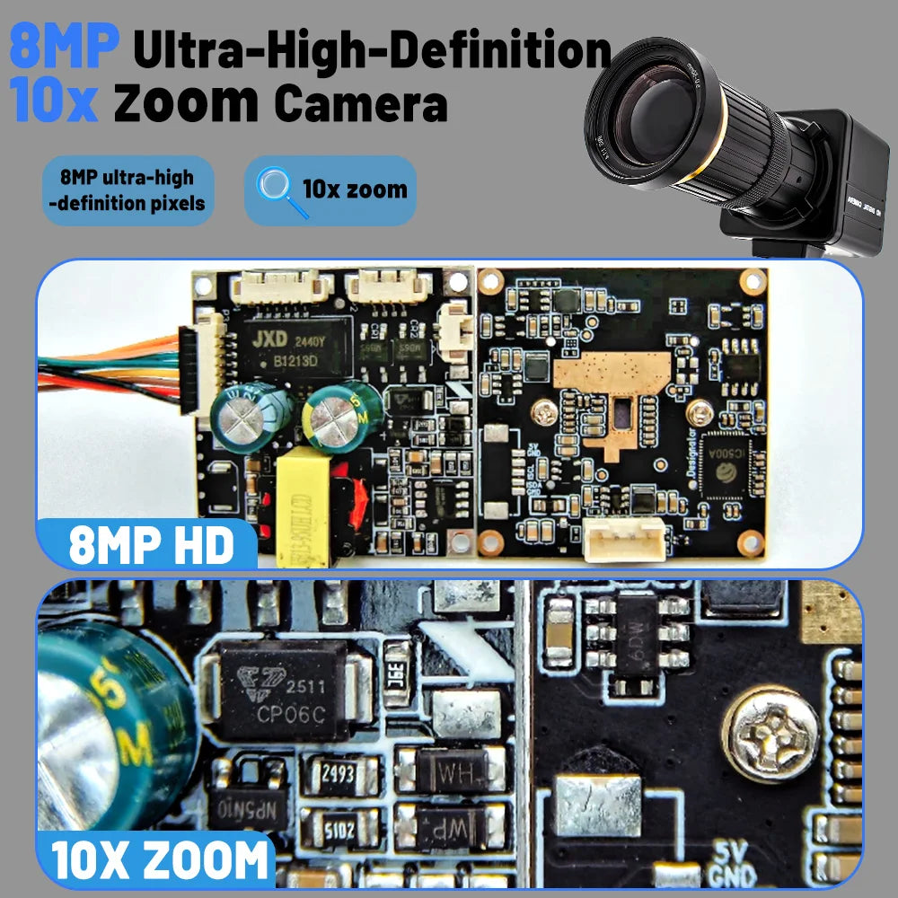 8MP CCTV Camera 10X Zoom Varifocal Lens DC12V