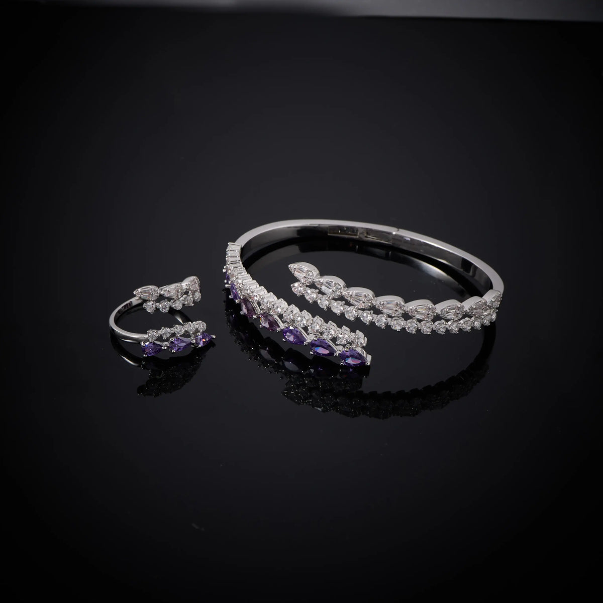 Fashion Pink CZ Necklace Jewellery Set 40 cm Women