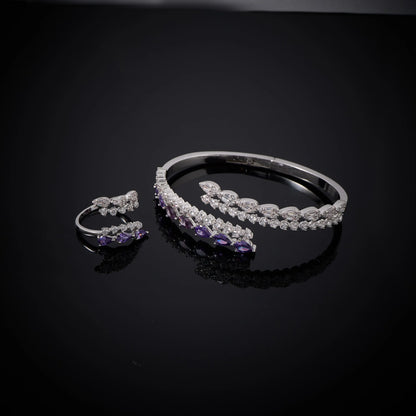 Fashion Pink CZ Necklace Jewellery Set 40 cm Women