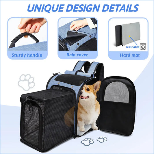 Foldable Pet Backpack Carrier for Cats & Small Medium Dogs