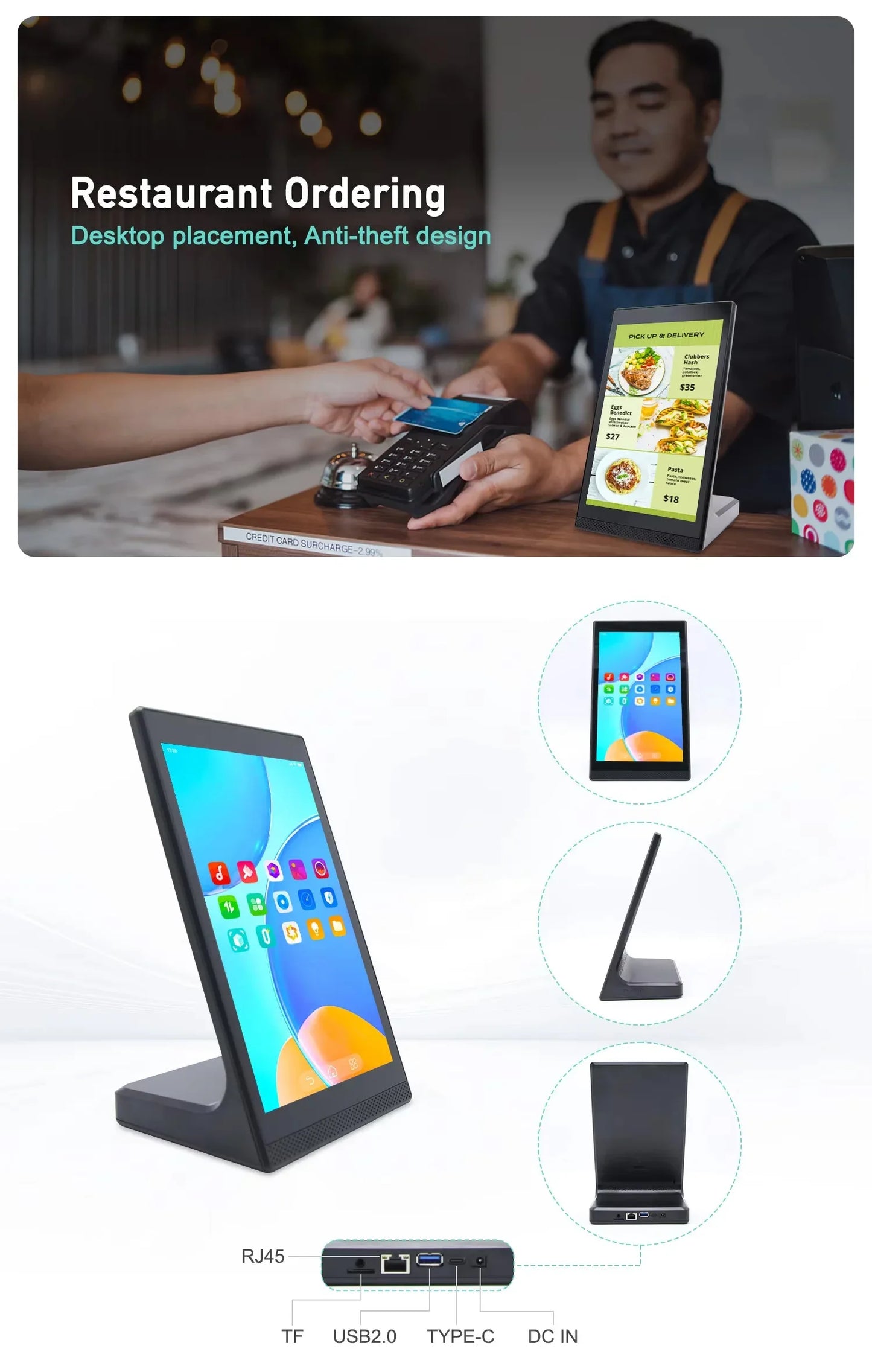 10.1" Android POS Tablet Touchscreen L-Shape Display