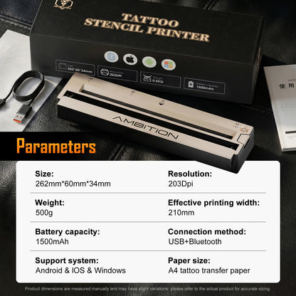 Bluetooth Wireless Tattoo Stencil Transfer Printer