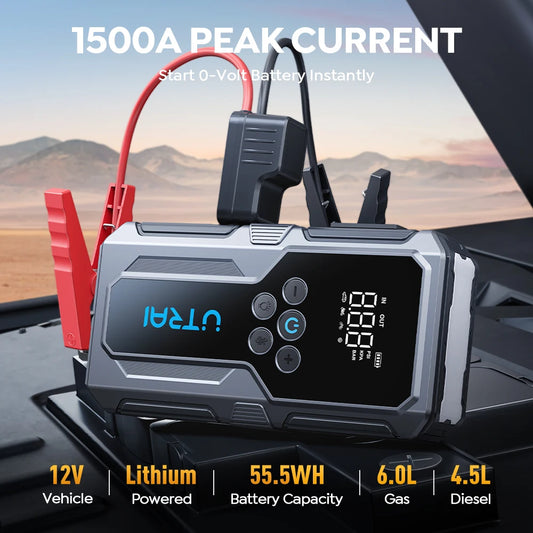 Rechargeable 1500A Battery Booster with Air Pump