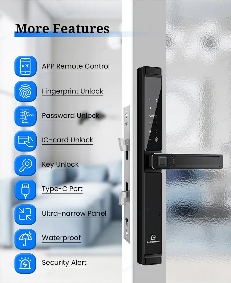 Smart Fingerprint Gate Lock Waterproof Double-Sided