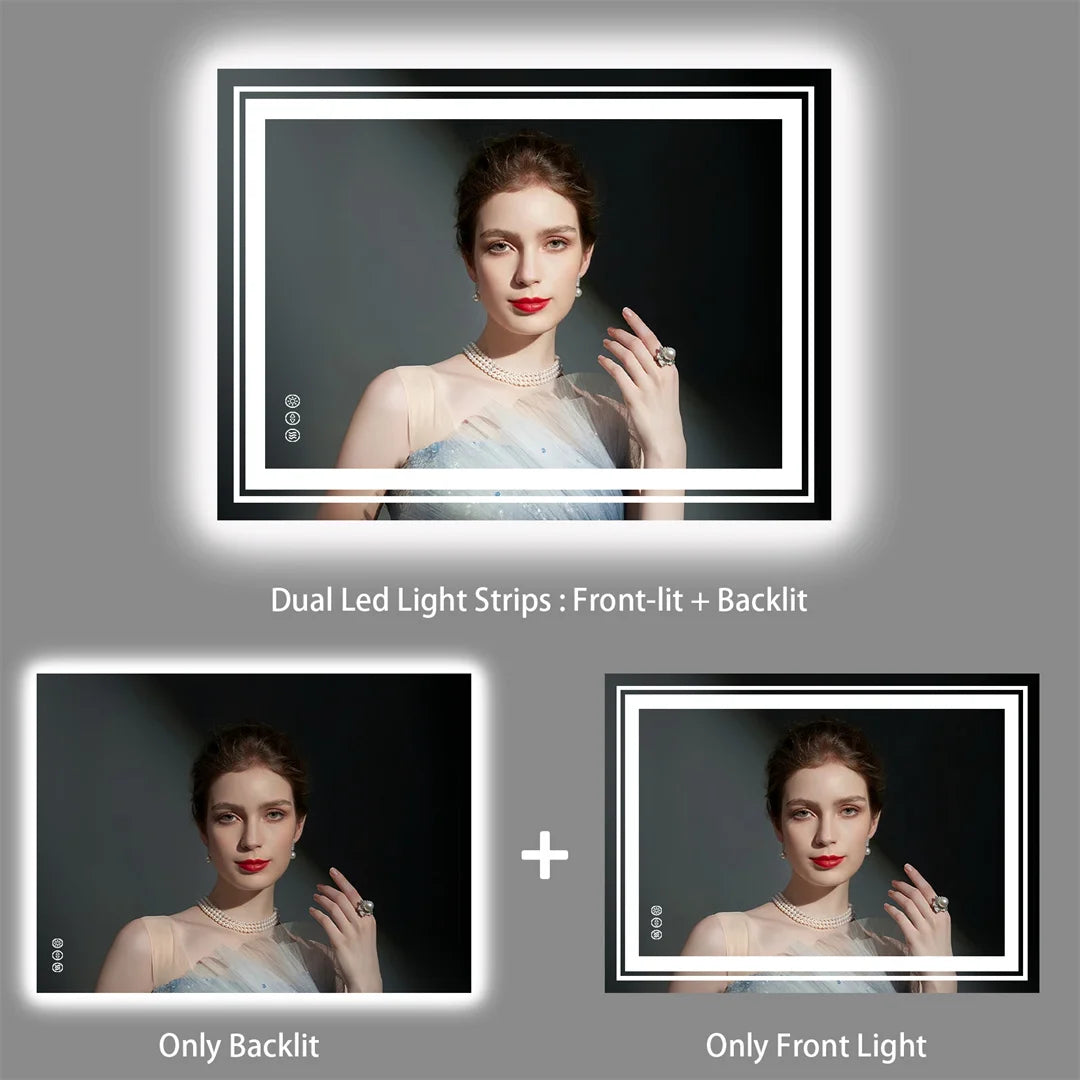 LED Bathroom Mirror with Bluetooth Speaker & Anti-Fog