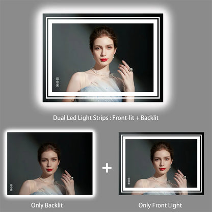 LED Bathroom Mirror with Bluetooth Speaker & Anti-Fog