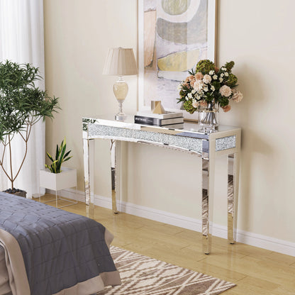Mirrored Silver Console Sofa Table for Entryway Living Room