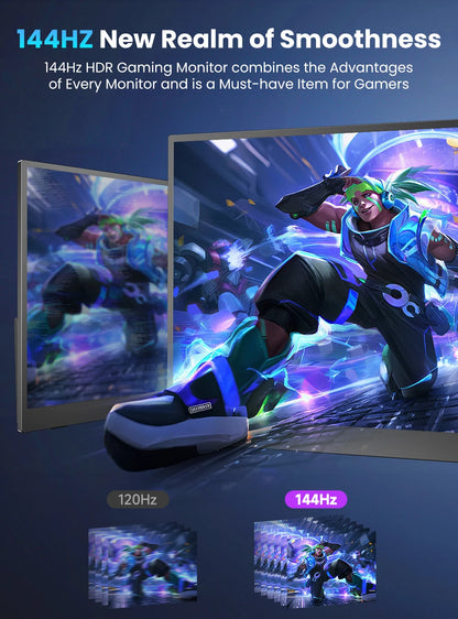 2K 17.3" Portable Gaming Screen with Stand 144Hz
