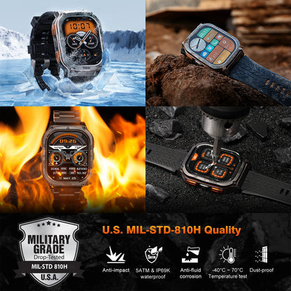 Black Waterproof Smartwatch Set with Replacement Band and Protector