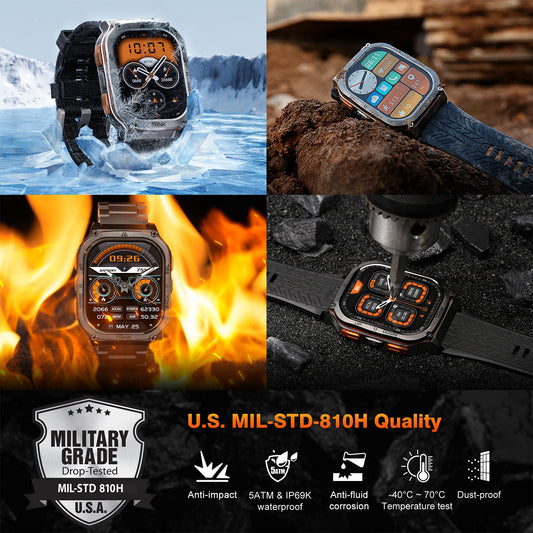 Black Waterproof Smartwatch Set with Replacement Band and Protector