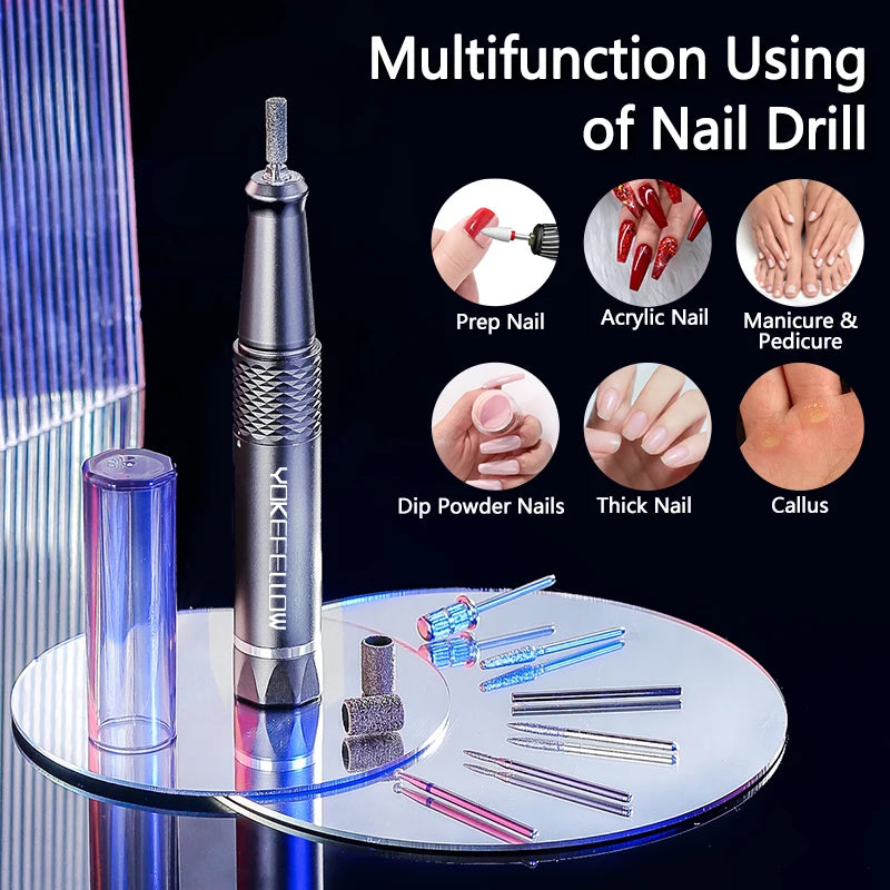 Grey Portable Nail Polisher 40000RPM Professional Sander