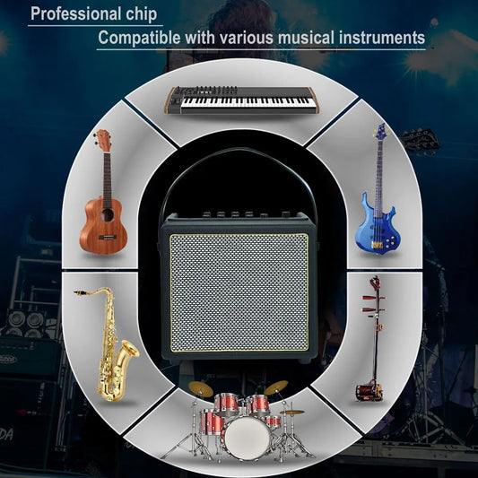 30W Portable Bass Guitar Amplifier with Bluetooth and Multi Effects