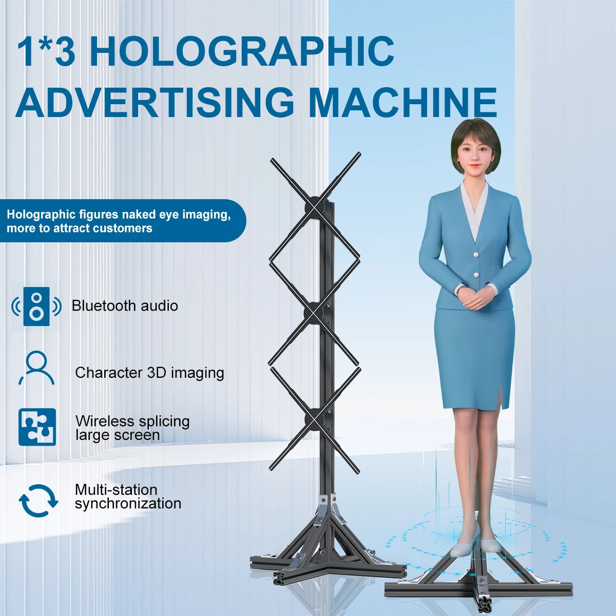 3D Holographic Fan LED Display 45cm WiFi Remote Advertising Sign