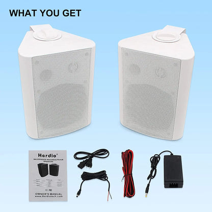 300W Bluetooth Wall Mount Speakers 2-Pack White