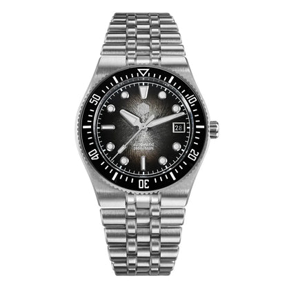 40mm Black Enamel Diver Watch Automatic Mechanical