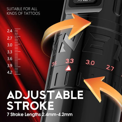 Adjustable Stroke Tattoo Pen Kit Silver One Battery