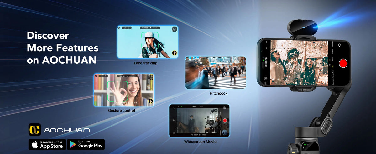 Smart AI Smartphone Gimbal with Built-In Extension Rod