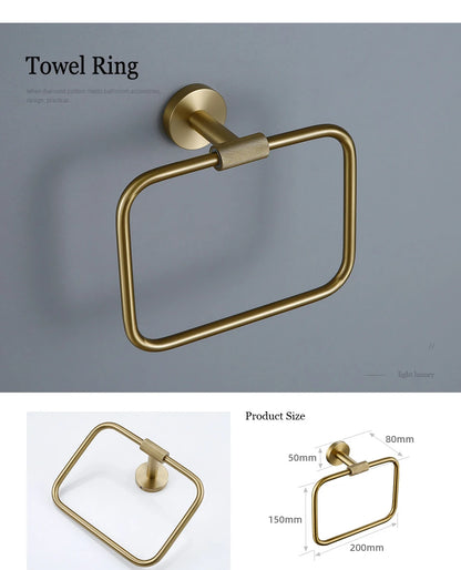 Gold Bathroom Accessories Set with Towel Bar and Hooks