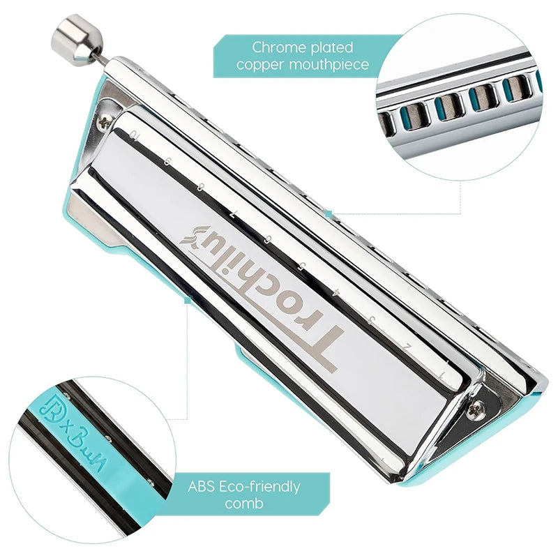 Professional Blues Harp Harmonica Key C Music Instrument