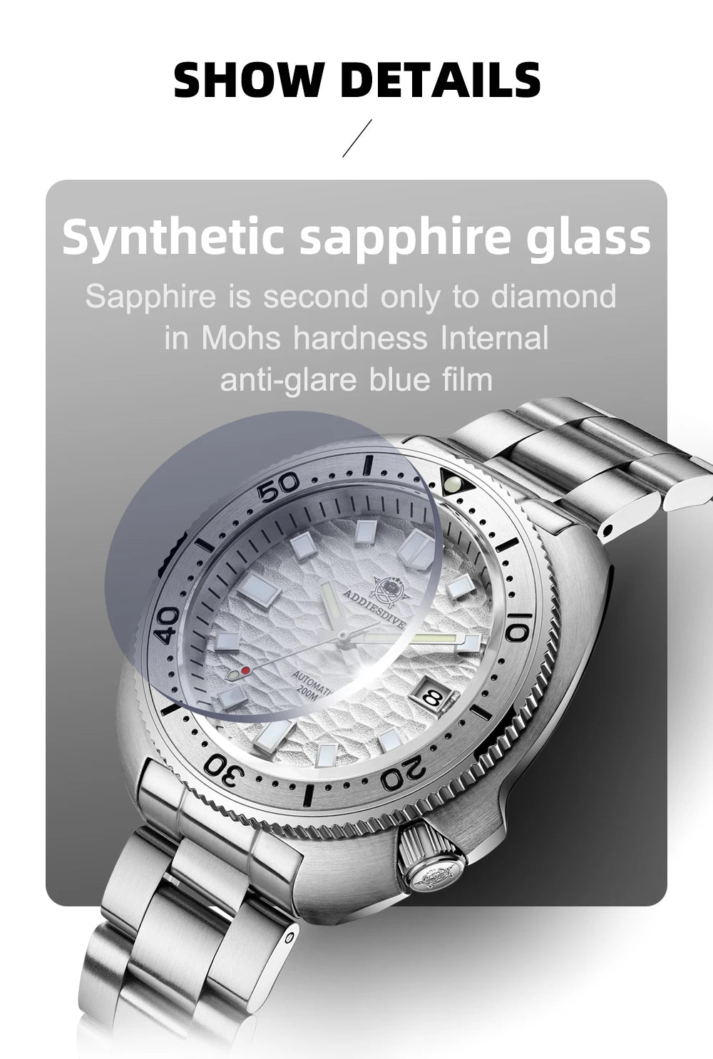 Silver Luxury Automatic Mechanical Watch with Sapphire Crystal
