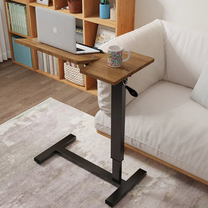 Height Adjustable Bedside Table with Lockable Hidden Casters