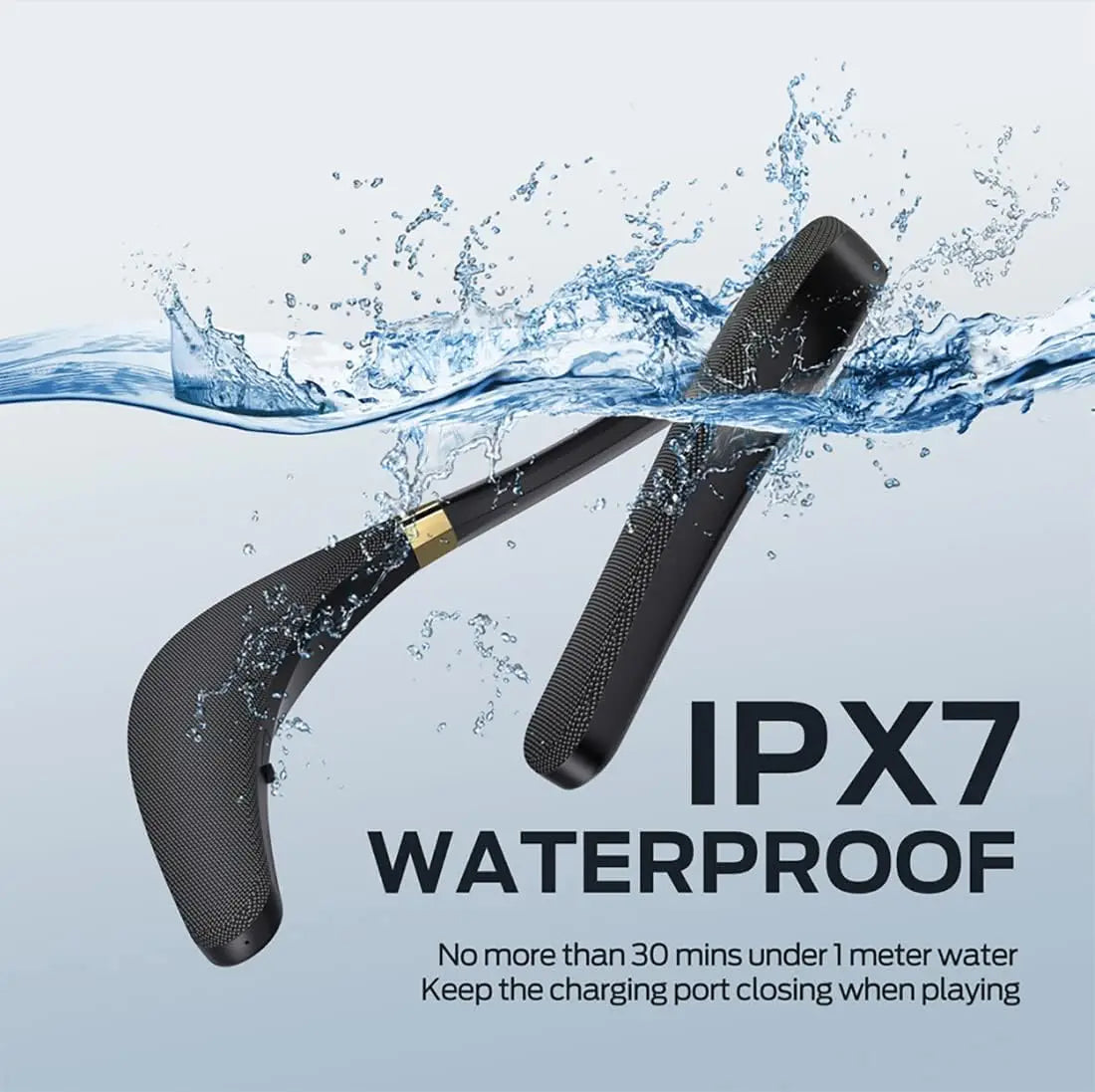 IPX7 Waterproof Wearable Bluetooth Neckband Speaker