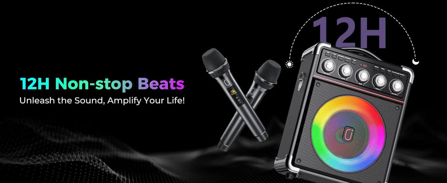 Portable Bluetooth Karaoke Speaker with Mic for Adults and Kids