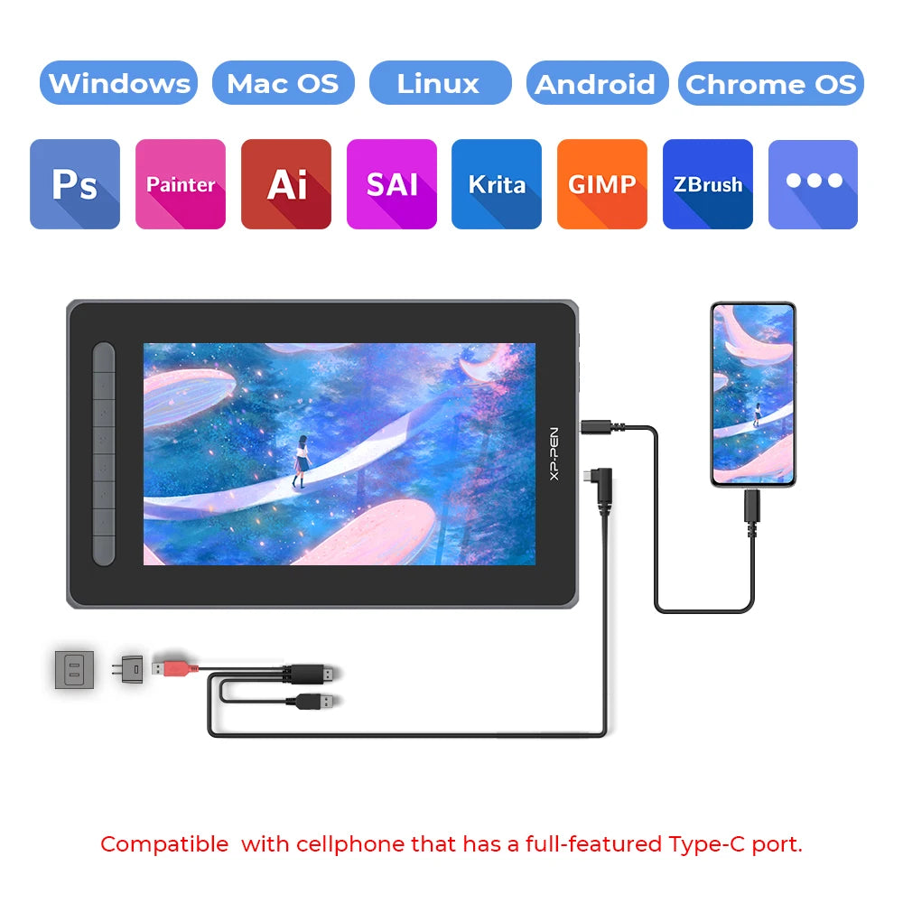 16 Inch Pen Display Tablet with X3 Stylus Support