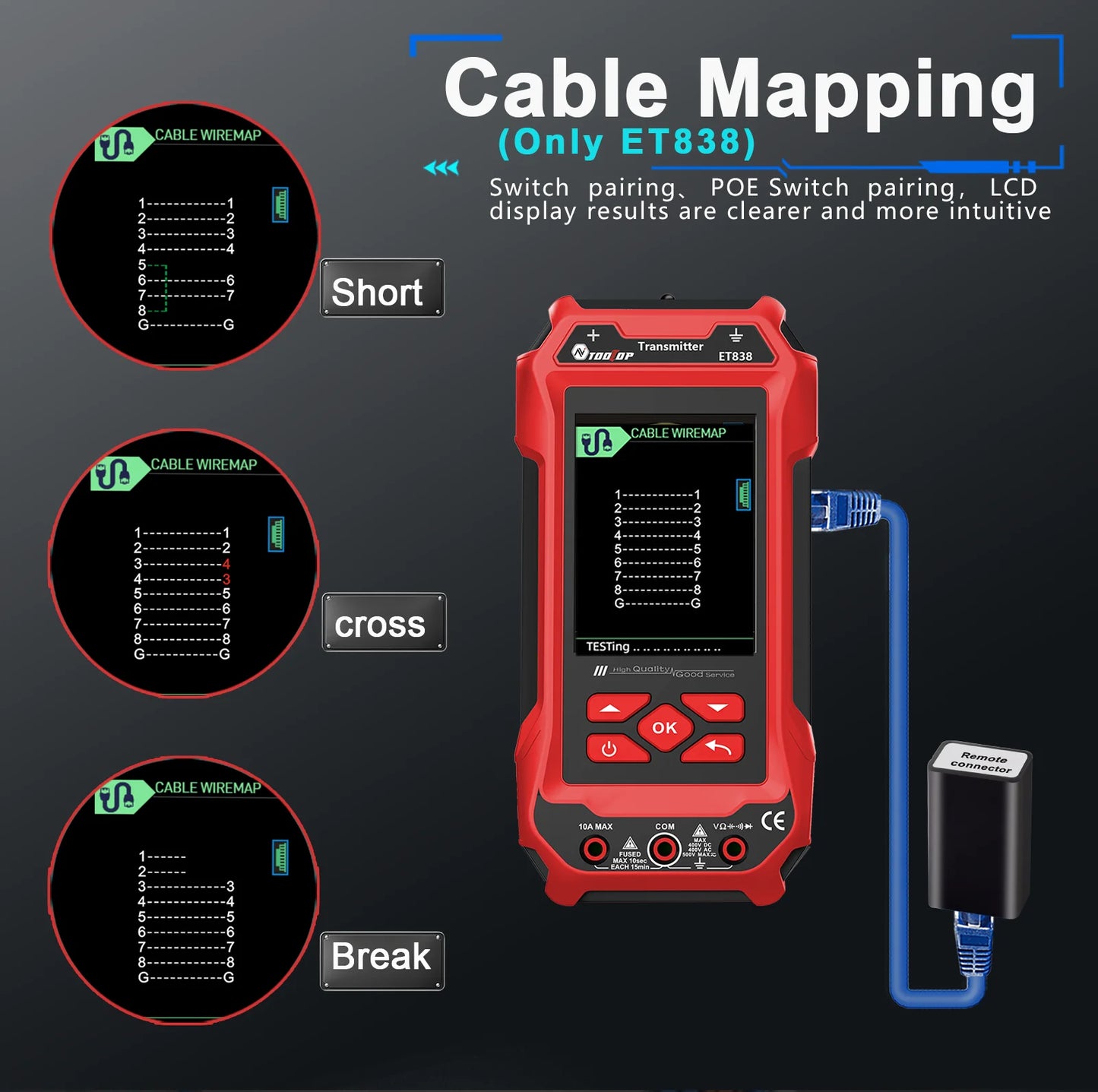 3.2" Cable Finder with Multimeter and LAN Testing