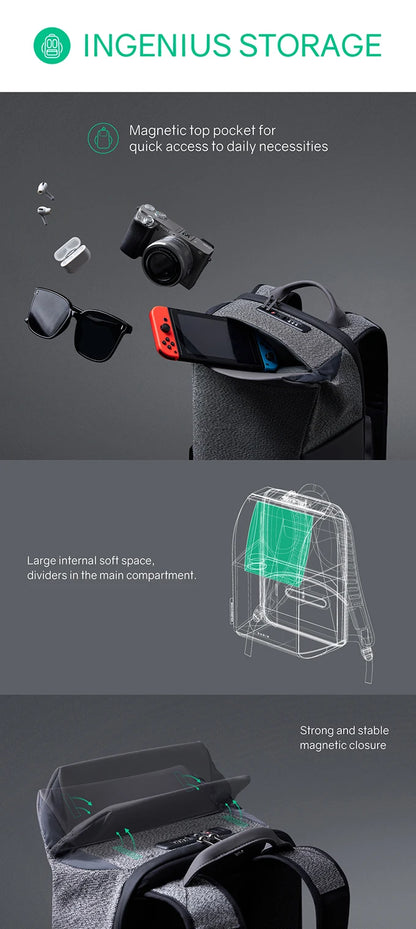 Waterproof Anti-Theft Backpack with Shell Opening for Travel